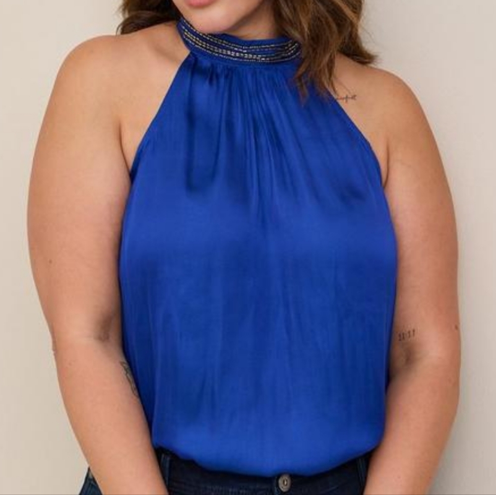 NWT Torrid Satin Beaded Halter Top
